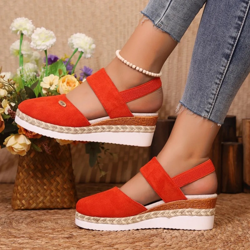Wedge Espadrille Women - Vrouwen Gesloten Teen Sandalen met Sleehak