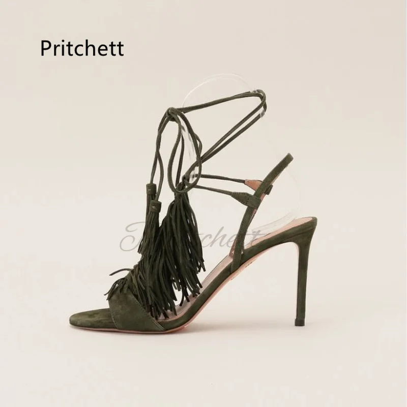 Suède Kwastje Stiletto Riem-Sa - Sandal Strappy Heeled recensie en prijs